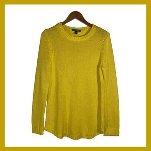 Y2K Lauren Ralph Lauren Yellow Knit Sweater Long Sleeve Pullover Classic L